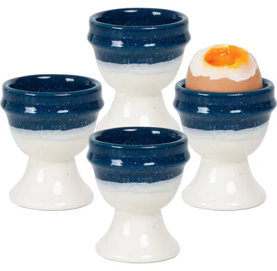 Eierbecher aus Porzellan, 4 Stück, blau, 5,1 x 5,9 cm
