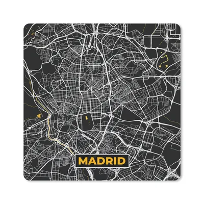 Produktbild von MuchoWow® Mauspad Mousepad Madrid - Gold - Stadtplan - Karte 20x20 cm - Mousepads - Maus Mat - Pad - Mausunterlage - Desk Mat - Bureauartikeln