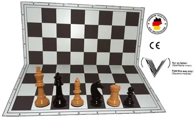 Produktbild von Schachset "Profi" mit Schachbrett und Schachfiguren KH 93 mm, beige-schwarz, Staunton Form, mit Filzsockel