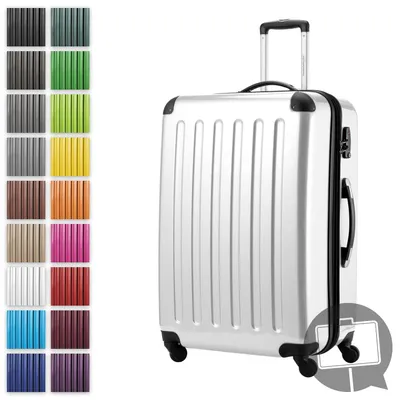 Produktbild von Alex - Großer Hartschalen-Koffer für Aufgabegepäck mit Erweiterung Trolley Rollkoffer Check-In Reisekoffer XL 75 cm, 119 L, 4 Rollen, glänzend,Weiß