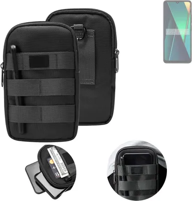 Produktbild von K-S-Trade Holster Gürtel Tasche kompatibel mit POCO C75 Handy Tasche Schutz Hülle dunkel-grau viele Fächer, 1x