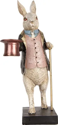 Immagine prodotto di Clayre & Eef figura decorativa coniglio 33 cm plastica grigio beige
