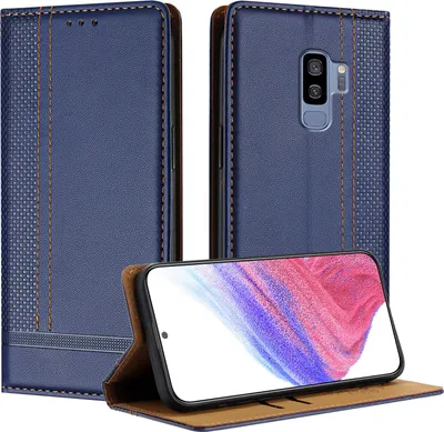Obrázek produktu pro Pouzdro pro Samsung Galaxy S9 Plus kožené flipové pouzdro s funkcí stojánku modré