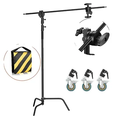 Zdjęcie produktu dla Statyw fotograficzny typu C, składany, konstrukcja ze stali nierdzewnej, ciemnoszary