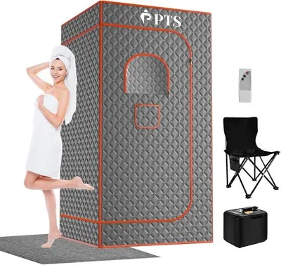 Zdjęcie produktu dla Przenośna kabina parowa z generatorem pary o pojemności 3 l – zestaw do domowego spa do wanny