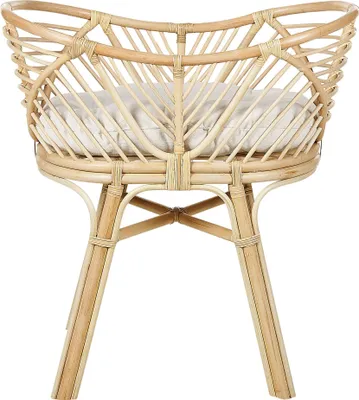 Produktbild von BELIANI Stubenbett Natürlicher Farbton Rattan mit Gestell Polster Cremeweiß Boho Design Babyzimmer Ausstatung Zubehör Babybett Moseskorb Stubenkrob