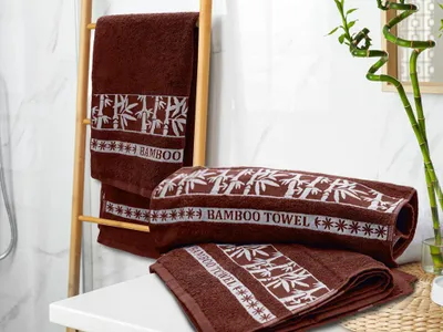 Zdjęcie produktu dla Ręcznik kąpielowy bambusowy BAMBOO 70x140 cm brązowy, 70% bambus | 30% bawełna