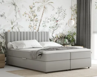 Produktbild von Boxspringbett 160x200 EVEREST, mit Topper, mit Bettkästen,  Doppelbett, Hellgrau
