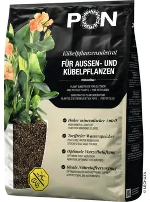 Produktbild von PON-Pflanzsubstrat TERRAPON 3 Liter | Substrat für alle Außen- und Kübelpflanzen | vorgedüngt und torffrei | 14056
