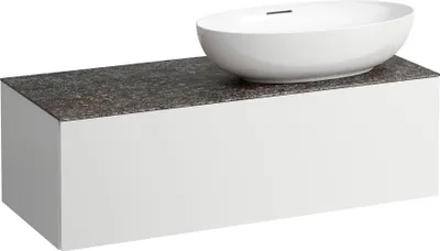 Produktbild von LAUFEN ILBAGNOALESSI Schubladenelement, 1 Hahnloch, Steinplatte Marrone Naturale, Ausschnitt rechts, 120x50x37cm, zu WT-Schale H81897 7, H4323190972601