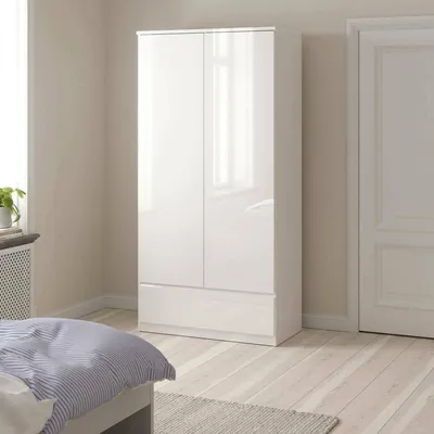 Produktbild von Schrank 2 Türen - Weiß Hochglanz Kleiderschrank 50x200.6h cm