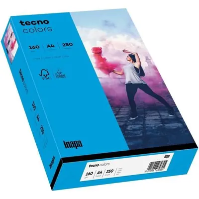 Zdjęcie produktu dla Papier wielofunkcyjny tecno colors A4, 160 g/m², intensywny niebieski, 250 arkuszy