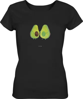 Produktbild von Mr. & Mrs. Panda Damen Oberteil Avocado Pärchen Größe XL - Schwarz - Geschenk, Liebe, Familie, Kurzarmshirt, Basic Shirt, Sommershirt, T-Shirt