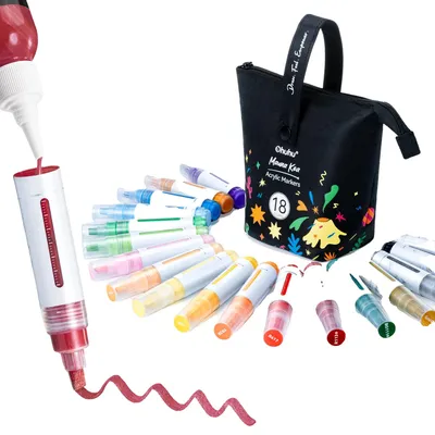 Obrázek produktu pro Akrylové fixy, s možností doplňování barvy, univerzální použití, 18 barev