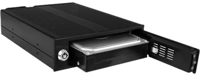 Produktbild von ICY BOX IB-170SK-B, Wechselrahmen, 1x 3,5" SATA I/II/III oder SAS HDD zu 1x SATA Host, EasySwap trägerlos, Alu-Gehäuse, 4cm Lüfter, schwarz, 13,3 cm (5.25"), Speicherlaufwerkbehälter, Schwarz, 3.5", SATA, Serial ATA II, Serial ATA III, 3.5"