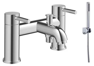 Bad-Dusche-Mischbatterie mit Handbrause, Chrom, Messing, Doppelhebel