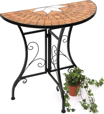 Produktbild von DanDiBo Tisch Halbrund Konsolentisch Wandtisch 120041 Beistelltisch Metall Mosaik 70 cm