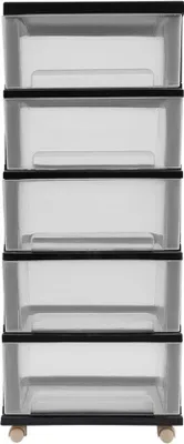 Zdjęcie produktu dla Organizer do szuflad, czarny - 5 plastikowych szufladek, montaż na ścianę - trwały - 15,7 x 13 cali