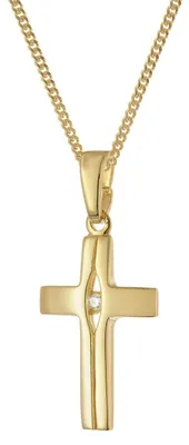 Imagen del producto de Trendor 28452: Collar para mujer con dije de cruz, plata de ley 925, chapado en oro, 40 cm