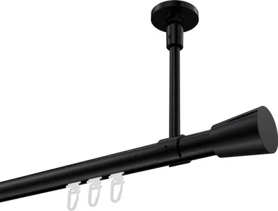 Produktbild von Interdeco Innenlaufstange / Gardinenstange mit Innenlauf Schwarz, Typ Sonette Sitra (Konus) Deckenmontage, 20 mm Ø 1-läufig, 600 cm