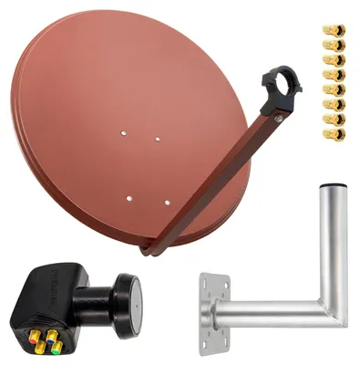 Produktbild von PremiumX SAT Anlage 80cm Satellitenantenne Quad LNB Wandhalter 25cm