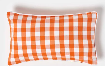 Produktbild von HOMESCAPES Orange karierter Kissenbezug 30 x 50 cm aus 100% Baumwolle
