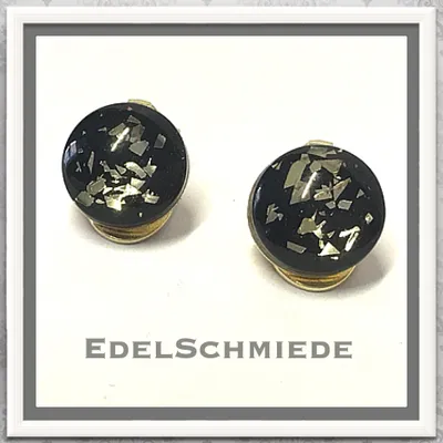 Produktbild von Edelschmiede925 Ohrclips 925/- verg. mit Glascabochon Goldglitter