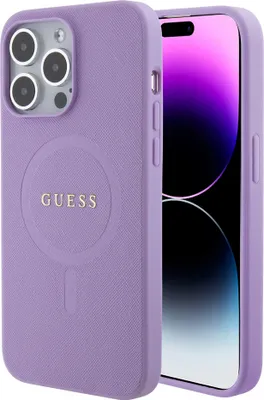 Produktbild von Guess PolyurethanSaffiano MagSafe Case fr iPhone 15 Pro Max Purple
