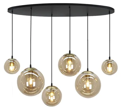Produktbild von Olucia - DOLF - Pendelleuchte - Bernstein/Schwarz - 6 Lampen, KI-generiertes Bild