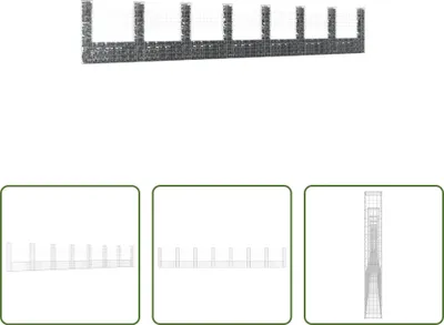 Obrázek produktu pro The Living Store Gabionový koš ve tvaru U s 8 železnými sloupky 860x20x150 cm