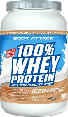 Produktbild von Body Attack 100 % Whey Protein – 900 g Iced Coffee