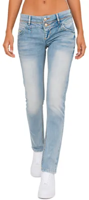 Produktbild von Cipo & Baxx Damen Slim Fit Jeans Stonewashed CBW0347A Light Blue W28/L32
