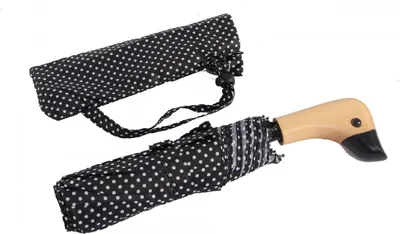 Image de Parapluie de poche télescopique avec housse de protection 98 cm à pois manche en fibre de verre imperméable noir