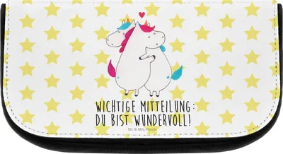 Produktbild von Mr. & Mrs. Panda Kulturtasche Einhorn Mitteilung - Weiß - Geschenk, Liebe, Unicorn, Kulturbeutel, Valentinstag, Partner, kosmetik organizer, Kosmetiktasche, Spruch
