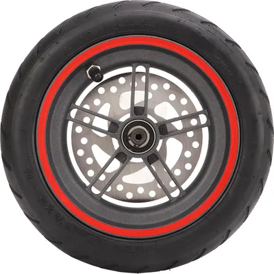 Immagine prodotto di Ruota posteriore per scooter elettrico con disco freno da 120 mm, pneumatico rosso per Xiaomi PRO PRO2 M3