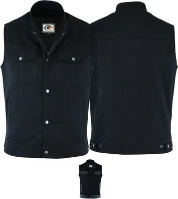 Produktbild von Denim Motorrad Biker Kutte Weste Bikerweste Motorradweste Stehkragen schwarz, Größe:60/4XL, Weste:Denim