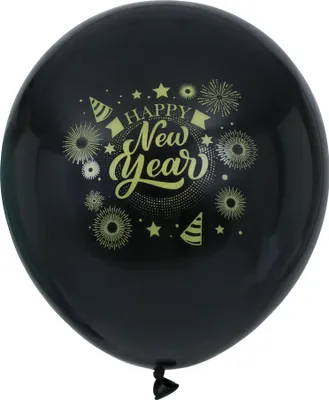 Immagine prodotto di Decorazione per la festa di Capodanno Celebrazione del nuovo anno Palloncini neri oro lucido Accessori per feste Decorazione per feste, colore: nero