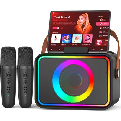 Produktbild von Karaoke Maschine, mit 2 Karaoke Mikrofonen, Tragbare Karaoke Box Bluetooth Lautsprecher PA Anlage Komplettset für Home Party,Church,Picnic,Outdoor