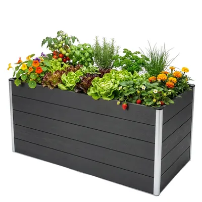 Produktbild von Floordirekt Hochbeet Kasos 150x70x75 cm, aus WPC, Aluminium & Stahl, Garten Hochbeet, wetterfest & rückenschonend mit offenem Boden gegen Staunässe