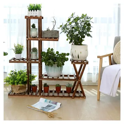 Produktbild von Pflanzenständer Blumenregal für Innen und Außen, 5 Etagen, Holz, 95 x 95 x 25 cm