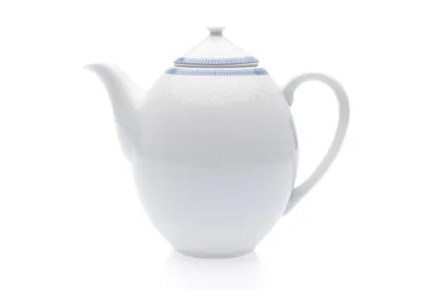 Produktbild von Thun 1794 Kaffeekanne, tschechisches Porzellan, 0,8 l, weiße Spitze, blauer Rand, Thun