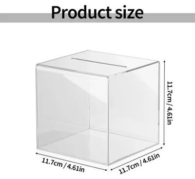 Imagen del producto de Spardose transparente de acrílico, 12 x 12 x 12 cm, para monedas y billetes