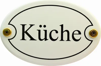 Produktbild von Emaille Türschild Küche weiß oval Schild
