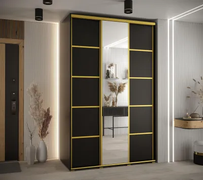 Produktbild von Kleiderschrank ASIRI 5 – 150/60 cm, schwarz/gold