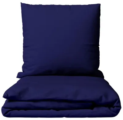 Produktbild von Bettwäsche Set Baumwolle Dunkelblau Renforce 135x200 cm 100% Baumwolle mit Reißverschluss Uni