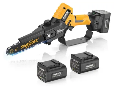 Obrázek produktu pro Mini elektrická řetězová pila, bezkartáčový motor, napájení z akumulátoru, 4 Ah, dva akumulátory