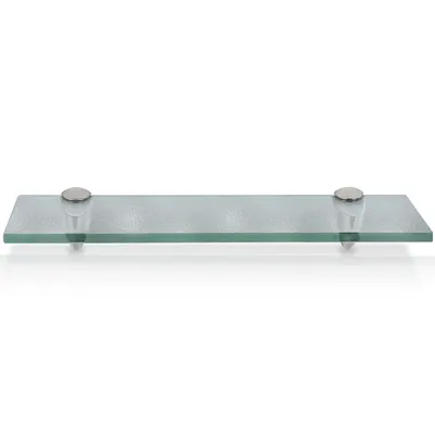 Image de Étagère en verre 50x10x0,8 cm avec support Fond en verre Étagère murale Étagère de salle de bain Étagère à suspendre Verre laiteux