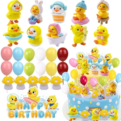 28-teilige Enten-Taartdeko, Cupcake-Topper für Geburtstag