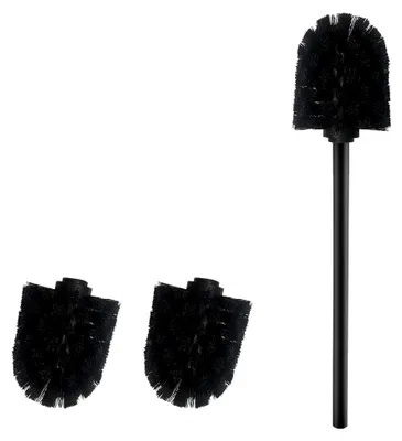 Produktbild von WC-Bürste mit 2 Bürstenköpfen, 7 cm Durchmesser Klobürste aus 304 Edelstahl für die Badezimmerreinigung,Traditionelle Toilettenbürste(PP, schwarz)
