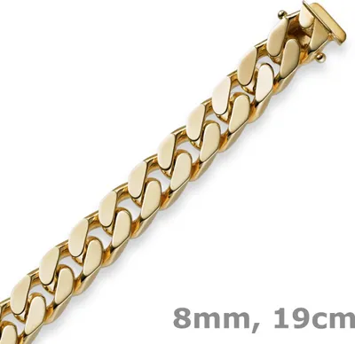 8mm-Panzerarmband-585-Gelbgold-19cm